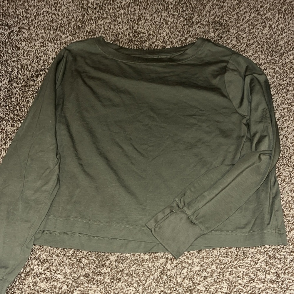 Army green, long sleeve workout shirt